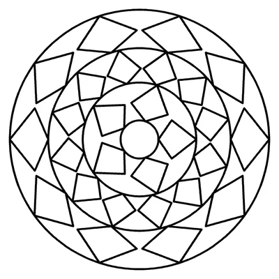Easy mandala coloring page with wide simple shapes (star, page 2)