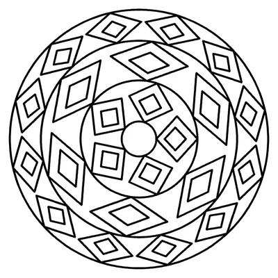 Easy mandala coloring page with wide simple shapes (geometric, page 3)