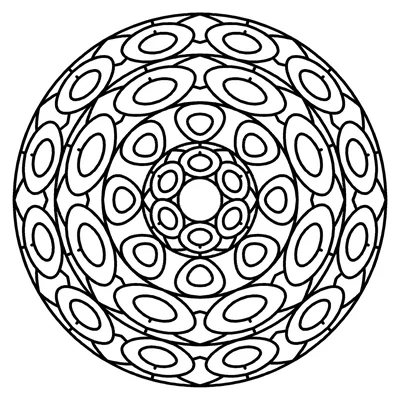 Easy mandala coloring page with wide simple shapes (flower, page 5)