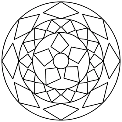Star mandala coloring page with a star-shaped center and bold points