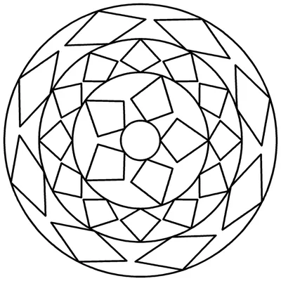 Star mandala coloring page with three rings of wide pointed rays