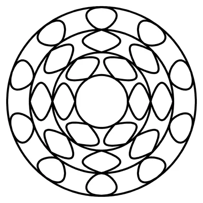 Large print mandala coloring page with extra-thick lines and big petals (classic petals, page 1)