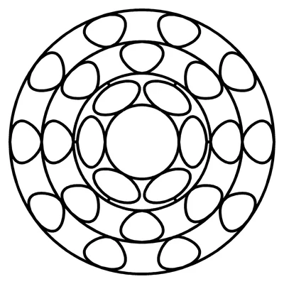 Large print mandala coloring page with extra-thick lines and big petals (flower, page 2)