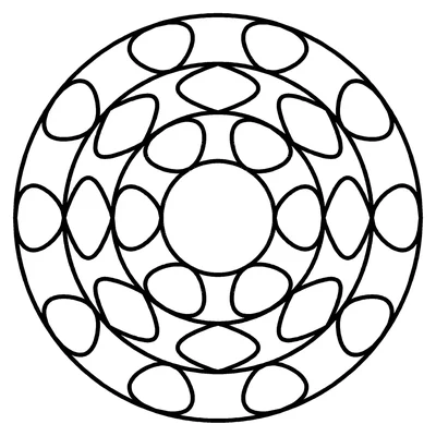 Large print mandala coloring page with extra-thick lines and big petals (classic petals, page 3)