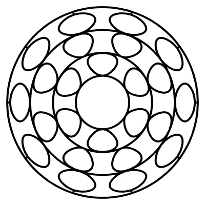 Large print mandala coloring page with extra-thick lines and big petals (flower, page 4)