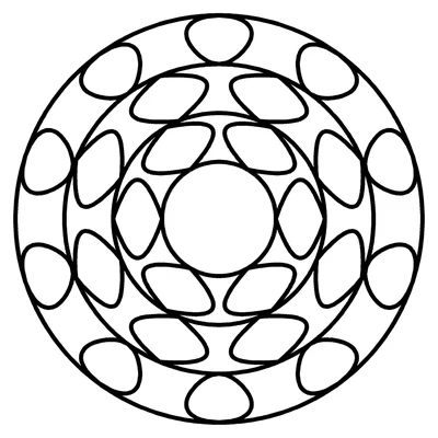 Large print mandala coloring page with extra-thick lines and big petals (classic petals, page 5)