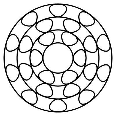 Large print mandala coloring page with extra-thick lines and big petals (classic petals, page 7)